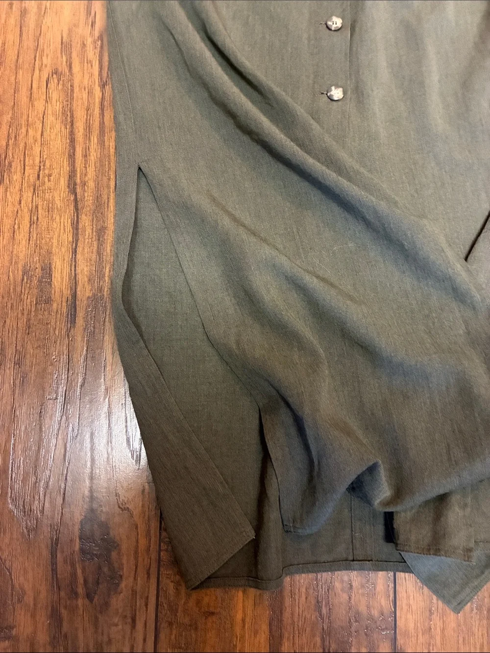 Ann Taylor Olive Green Button-Front Maxi Skirt